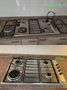 Clean gas hob and counter