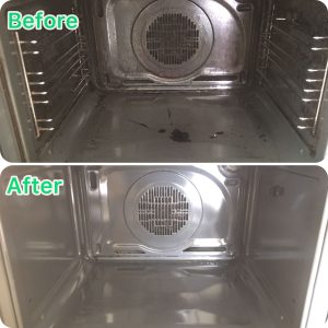 Oven interior, before/after